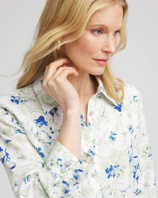 No Iron Floral Linen Shirt - image 4